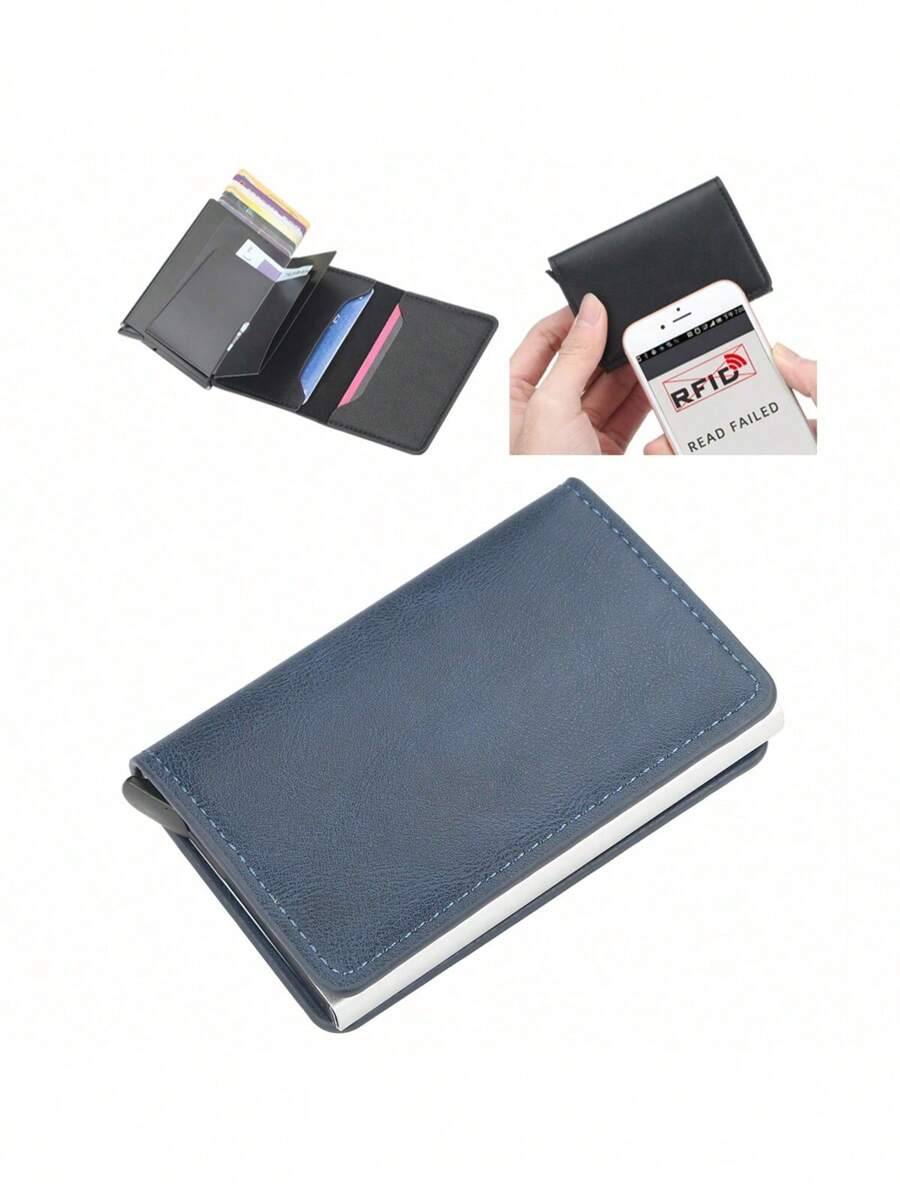RFID Blocking Card Holder, Unisex Bounce Metal Card Holder Minimalist Wallet Purse For Men