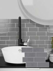 10pcs Faux Ceramic 3D Wall Stickers, Removable & Easy To Install, Waterproof Self-Adhesive Wall Paper, Suitable For Kitchen, Furniture Renovation, Bathroom, Room Decor, Holiday Party Background