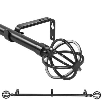 3/4-Inch Steel Cage Ball Window Drapery Curtain Rod Set, Antique Brass, Black, Bronze, Brushed Steel, Glossy White, 28"-48"/48"-84"/84"-120"