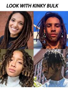 Afro Kinky Curly Human Hair Bulk, 50g Natural Black, For Micro Locs, Twists, Braids, Repair, Dreadlocks, Brazilian Remy Hair Extensions, Unisex - Natural Black - View 7