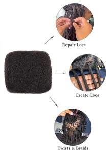 Afro Kinky Curly Human Hair Bulk, 50g Natural Black, For Micro Locs, Twists, Braids, Repair, Dreadlocks, Brazilian Remy Hair Extensions, Unisex - Natural Black - View 4
