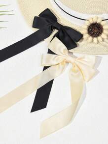 2Pcs Silky Satin Hair Bows And Ribbons Alligator Clips For Ponytail Holders, Hair Accessories For Girls, Toddlers, And Teens