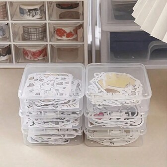 4pcs Multi-Size Transparent Storage Boxes, Bead Storage Box, Nail Art Organizer Boxes, Suitable For Sticker Storage, Jewelry Organization, Craft Supplies, Birthday Party Decorations, Office Storage, Home & School Supplies, Bathroom, Christmas
