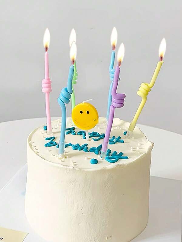 6pcs Macaron Colored Twist Birthday Candles, Cake Decorations For Party