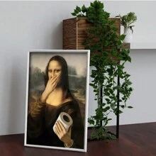 SURELIFE 1 tấm áp phích phòng tắm Mona Lisa vui nhộn - Nghệ thuật vải canvas cổ điển meme thú vị, không khung 29,97x39,88cm trang trí tường cho phòng vệ sinh & bồn cầu - nhiều màu - Xem 7