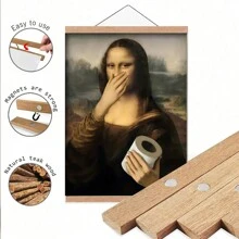 SURELIFE 1 tấm áp phích phòng tắm Mona Lisa vui nhộn - Nghệ thuật vải canvas cổ điển meme thú vị, không khung 29,97x39,88cm trang trí tường cho phòng vệ sinh & bồn cầu - nhiều màu - Xem 4