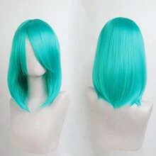 40英寸短款合成假发，带刘海，男女通用，适合男士佩戴，层次感直发，无胶耐热纤维，高密度，外观自然