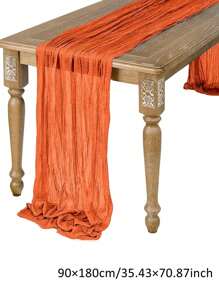 5pcs Orange Pleated Table Runner, Folding Tablecloth, Festive Birthday Decor Wedding Decor Holiday Home Decor Party Room Table Decoration Table Cloth, Table Flag, Solid Color Table Cover, Birthday Decor Wedding Decor, 2026 New Year Decor, Party Favor, Christmas Decoration, Christmas Table Runner, Navidad Decoration, Halloween Decoration