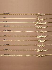 1pc 18K Gold Name Necklace, Personalized Name Pendant Necklace, Custom Name Necklace, Minimalist Name Jewelry For Women, Gift For Her, Contains Exquisite High-End Gift Box, Customizable With Different Fonts, And Different Necklaces To Choose From Gold, Rose Gold Stylish, Fall Fashion, Vintage, Unisex For Teenagers, Junior High School Students, Middle School Students, High School Senior High School Students, College Students, University Students, Freshman, Sophomore, Underclassmen