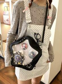 Sac à dos polyvalent de style universitaire pour les filles, style casual de danse Cosplay, style Lolita avec étoile à cinq branches transparente, grande capacité, design mignon, style Harajuku japonais