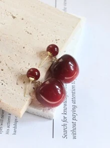 1 件复古风格樱桃吊坠流苏耳环，长款红樱桃甜美节日礼物，适合女性 - 車厘子紅色 - 查看 6