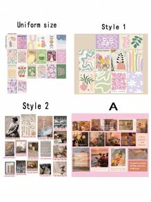 Artystyczny kwiatowy wzór mini plakat, DIY dekoracyjne naklejki na karty, dekoracje ścienne do sypialni/salonu, losowe kolorowe naklejki w kropki, plakaty, naklejki, sztuka ścienna, wiosenne elementy dekoracyjne odśwież swój dom, naklejki dekoracyjne Rama