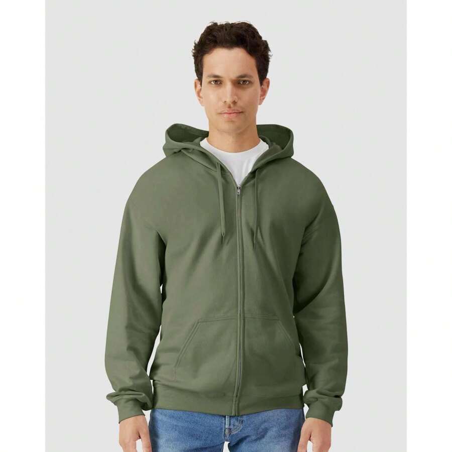 Gildan - Softstyle® Full-Zip Hooded Sweatshirt - SF600 - 軍綠色 - 查看 1