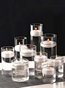 1 套玻璃烛台，浮动烛台，欧式情人节浪漫烛台，适用于烛光晚餐、生日派对、酒店宴会、婚礼，可放置浮动蜡烛，装饰、房间装饰、家居装饰、礼物