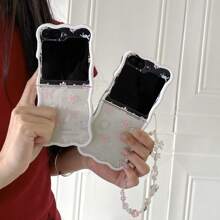 Bowknot & Floral Folding Screen Phone Case, Full-Wrapped Foldable Screen Phone Protective Cover, Fashion & Fresh, Personalized Flip Phone Case Compatible With Samsung FLIPn3/Flip4/FLIP5/FLIP6