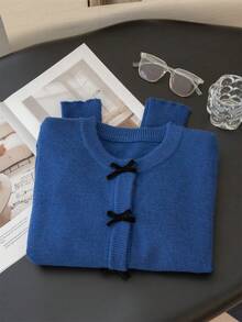 Áo dài tay kiểu đèn lồng dễ thương, ngọt ngào, nữ tính, thích hợp cho mùa xuân/đông và năm mới, phối cùng chân váy và giày, phù hợp cho các buổi hẹn hò đầu xuân/thu, công viên giải trí, các sự kiện tựu trường (Chỉ bán áo/áo khoác) Phong cách thường ngày - Màu xanh lam - Xem 7