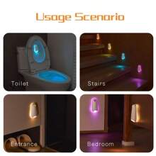 Shenzhi Tech Toilet Light, LED Night Light With Motion Sensor, USB Rechargeable, 8-Color Light For Home , Cool And Funny Decoration