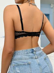 Peach Girl Black Comfortable Women's Sexy Lace Ruffle Push Up Lingerie Bra Underwear - Black - View 6