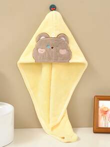 2 件装毛绒卡通刺绣速干毛巾头巾，柔软吸水发巾，免吹干发帽，2024 年新款毛巾和浴帽 - 彩色 - 查看 8