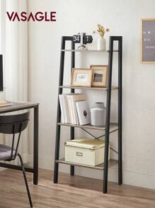 VASAGLE - ULLS44MB 4-Tier Storage Shelving Unit, Bookcase With Steel Frame, Raw And Black - Beige - View 2
