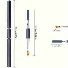 1支美甲设计刷，丙烯酸UV凝胶扩孔刷，绘图刷，刮刀，双头美甲刷工具 - 彩色 - 查看 4