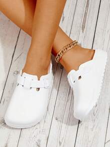 Women's Fashion Breathable Semi-Enclosed Water Shoes, Waterproof Beach Sandals, Lightweight House Slippers With Buckle Closure - White - View 5