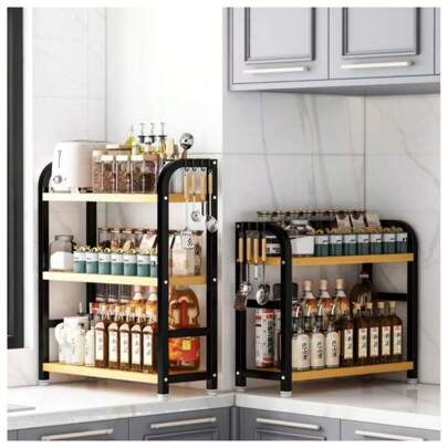 1 件装厨房调味品架，台面储物架，壁挂式架子，无需钻孔，适用于调味品、香草和香料