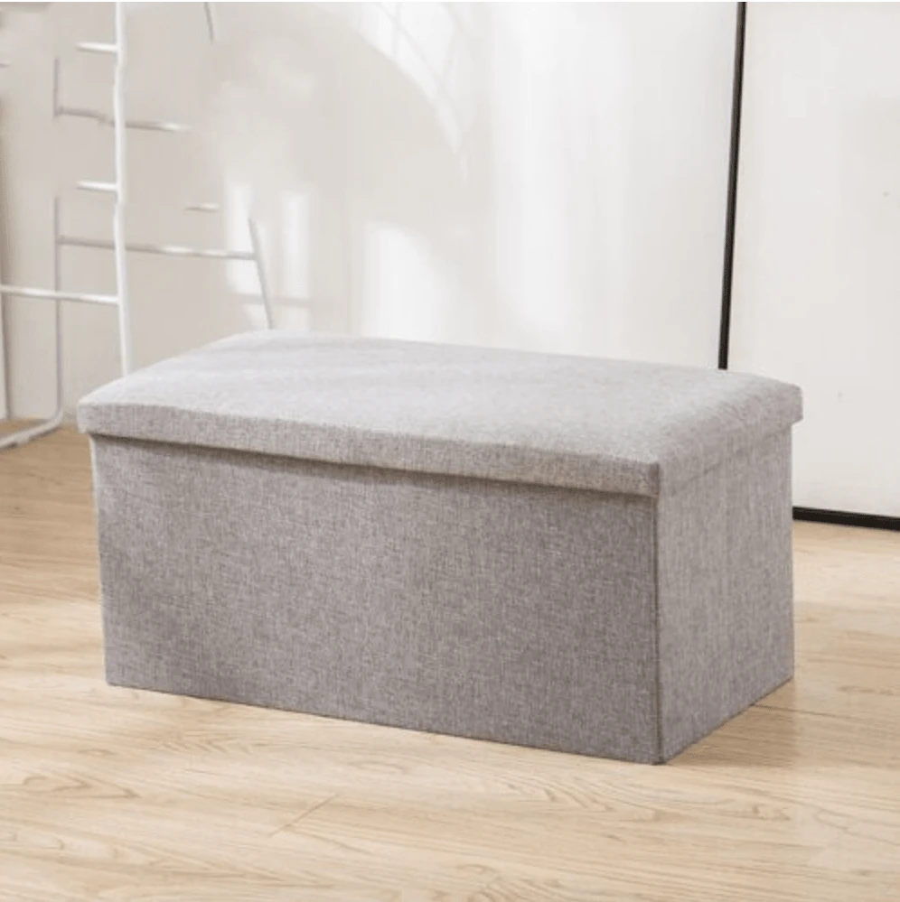 Large Seater Folding Storage Ottoman Pouffe Bench Seat Blanket Toy Chest Box UK Back To School Dormitory Storage - Grey - View 1