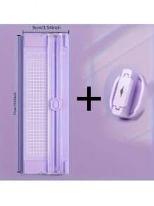 1PC 10,63in * 3,54in Máy cắt giấy A4 nhỏ gọn có lưỡi trượt - Hai chiều cho giấy bìa cứng, ảnh và nhiều thứ khác - Bao gồm thước kẻ chia tỷ lệ - Sử dụng cho sổ lưu niệm và văn phòng (Có màu tím và hồng) - Nhiều màu - Xem 14