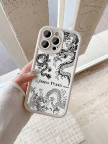 1 件奢华龙纹竖条纹玛瑙手机壳适用于 Apple///Redmi/Infinix/Vivo/Oppo - 米色 - 查看 3