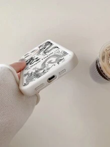 1 件奢华龙纹竖条纹玛瑙手机壳适用于 Apple///Redmi/Infinix/Vivo/Oppo - 米色 - 查看 5