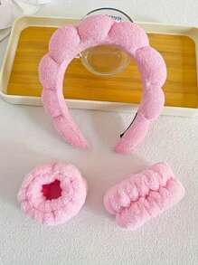 1Pc Face Washing Headband/2Pcs Face Washing Wrist Straps/3 Set Of Hydrotherapy Headbands, Skincare Bow Headband, One Pair Of Wash Face Wristbands,Makeup Headbands, Face Washing Headbands, Skincare Headbands, Velvet Fluffy Sponge Headbands, Bows, Bubbles, Hydrotherapy Headbands.Valentine's Day Couple As Gift Hairdressing Tool,Hairband,Hair Hoop