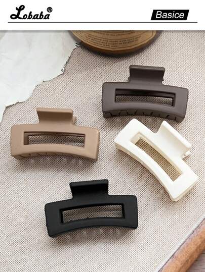 4 Stücke/Set matte quadratische einfarbige 4,5 cm Basic einfache Klemmclips, Pendler Haarzubehör Haarklammer Haarspange Haarclip, lässiger Herbst-Winter Haarclip für Urlaubsoutfits Frau