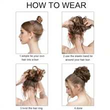 Large Messy Bun Hair Piece Wavy Curly Scrunchies Synthetic Chignon Ponytail Hair Extensions Thick Updo Hairpieces For Women - Multicolor - View 10