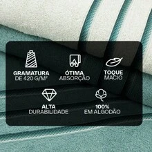 4 Piece Bath + Face Towel Set Cotton Classic Emcompre Appel - 英式綠 - 查看 3