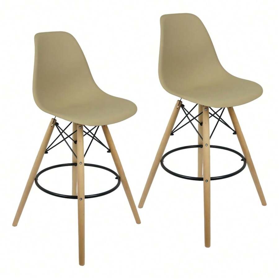 LIANTO CASA E DECOR Kit 2 Eames Wood Lianto Decor Eiffel Stools Fixed Wood Base - Xem 1