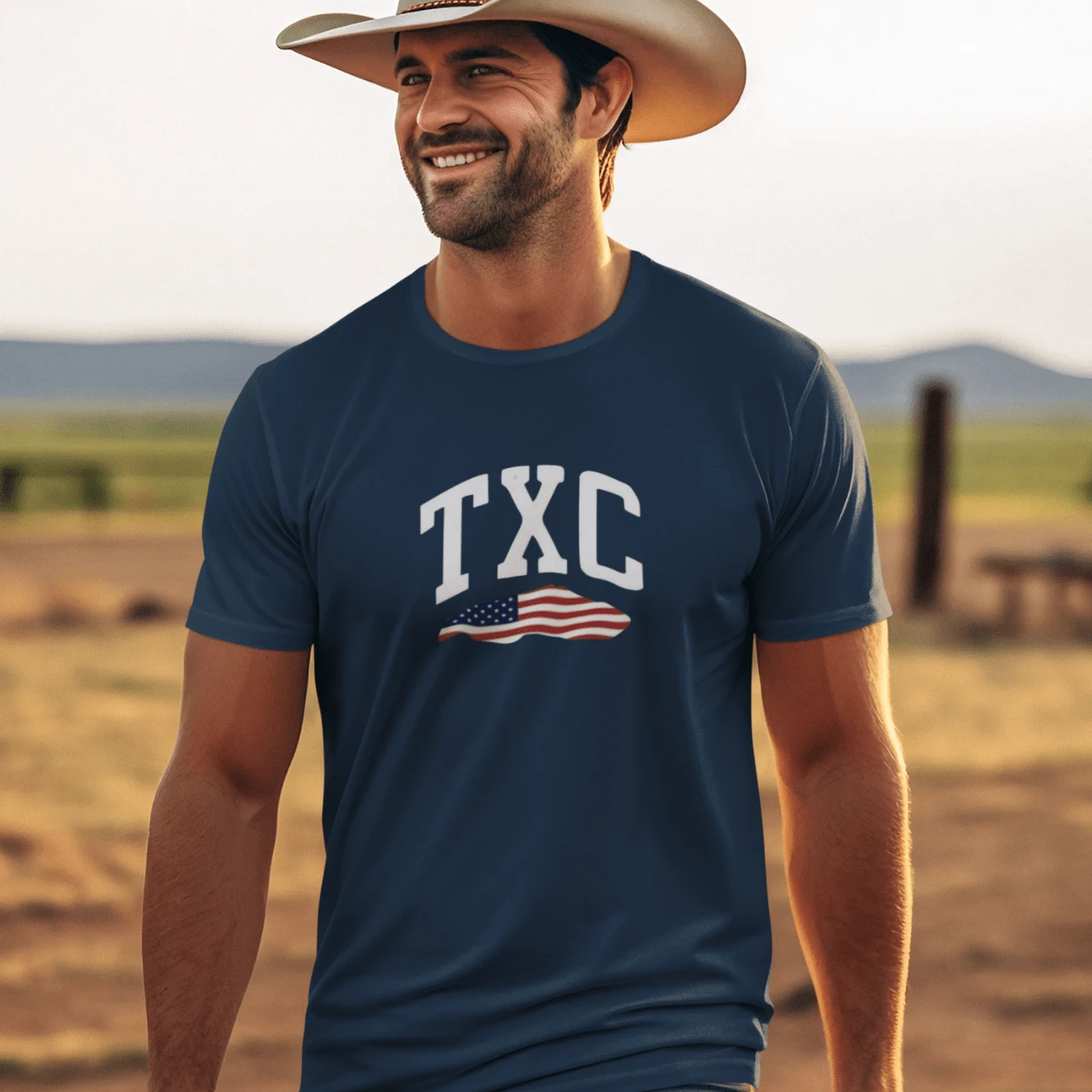 Camiseta Unissex 100% Algodão TXC Country - Azul Marinho - Visão 1