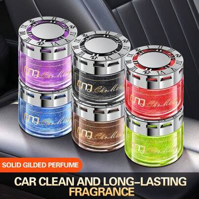 1 botella de nuevo ambientador sólido para coche, 6 aromas, fragancia suave de larga duración, fácil de usar, tamaño compacto adecuado para el interior del coche