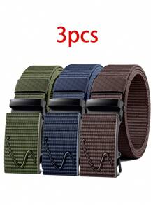 Set de 3 Cinturones de nilón Nuevos Cinturones militares y tácticos de hombre para uso al aire libre, entrenamiento pesado y caza