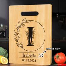 Tábua de Corte de Bambu Personalizada - 26 Opções de Padrão de Letra, Perfeita para Feriados, Aniversários, Aniversários e Mais - Presente Decorativo de Cozinha Elegante e Durável