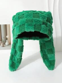 1 件女士独特设计师可爱兔耳菱形渐变蓬松帽，仿皮草帽，针织帽，时尚百搭大头围讨人喜欢的无檐小帽，秋冬 - A - 查看 14