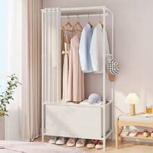 1pc Simple Cloth Wardrobe Home Bedroom Dustproof Dormitory Rental Room Assembly Hanging Small Wardrobe Economic New Storage Cabinet - White - View 4