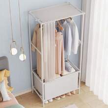 1pc Simple Cloth Wardrobe Home Bedroom Dustproof Dormitory Rental Room Assembly Hanging Small Wardrobe Economic New Storage Cabinet - White - View 6