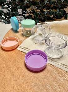 4 piezas de tarros de plástico de 20g para cremas de viaje, envases de tamaño de viaje para artículos de tocador, tarros de crema rellenables a prueba de fugas, accesorios de viaje con tapa para lociones, cosméticos, crema corporal - artículos esenciales de viaje vacíos, organizador de viaje para la playa, vacaciones de verano, regreso a la escuela, color aleatorio, accesorios portátiles de almacenamiento - Multicolor - Ver 6