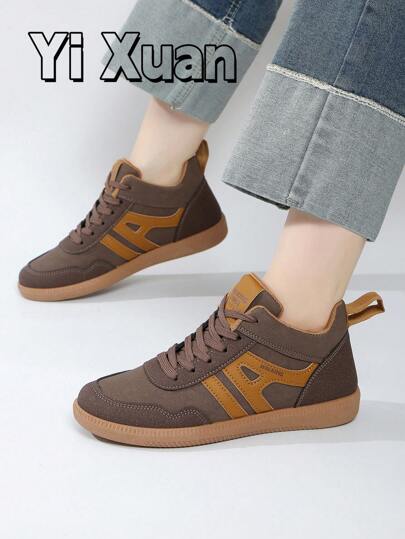 Versatile Casual White Sneakers, Lightweight Soft Sole Sports Shoes With Leather Upper For Teenagers, Suitable For Work & Leisure, Autumn
