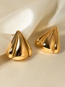 Aretes de acero inoxidable con diseño geométrico triangular de estilo metálico simple, elegante joyería de moda para damas como regalo del Día de San Valentín