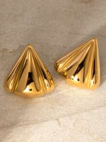 Aretes de acero inoxidable con diseño geométrico triangular de estilo metálico simple, elegante joyería de moda para damas como regalo del Día de San Valentín