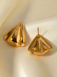 Aretes de acero inoxidable con diseño geométrico triangular de estilo metálico simple, elegante joyería de moda para damas como regalo del Día de San Valentín