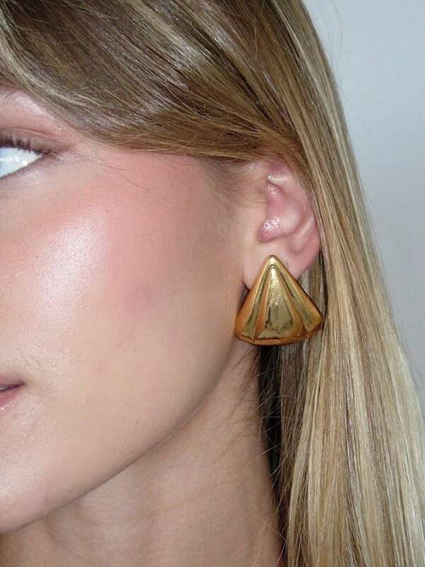 Pendientes de acero inoxidable estilo metal con diseño geométrico triangular simple, elegantes y de moda, como regalo para el Día de los Enamorados