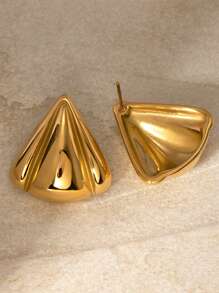 Aretes de acero inoxidable con diseño geométrico triangular de estilo metálico simple, elegante joyería de moda para damas como regalo del Día de San Valentín